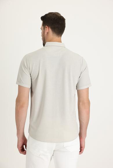 Erkek Giyim - ORTA BEJ XXL Beden Polo Yaka Regular Fit Düğmeli Tişört