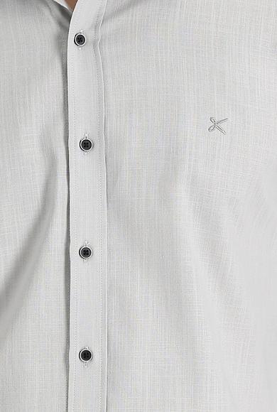 Erkek Giyim - TAŞ 3X Beden Uzun Kol Relax Fit Keten Görünümlü Gömlek
