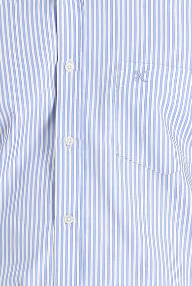 Erkek Giyim - AÇIK MAVİ M Beden Uzun Kol Regular Fit Çizgili Gömlek