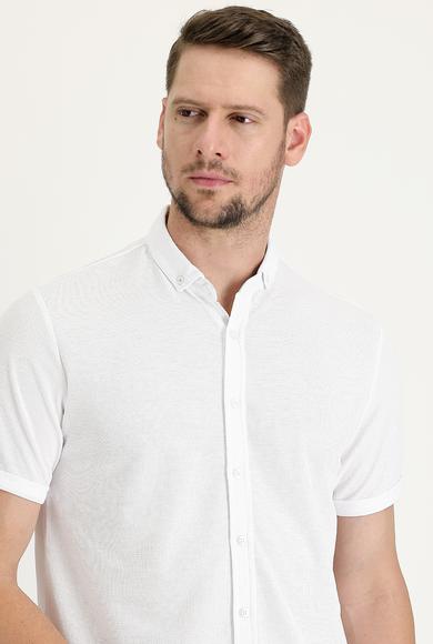 Erkek Giyim - BEYAZ XL Beden Polo Yaka Regular Fit Düğmeli Tişört