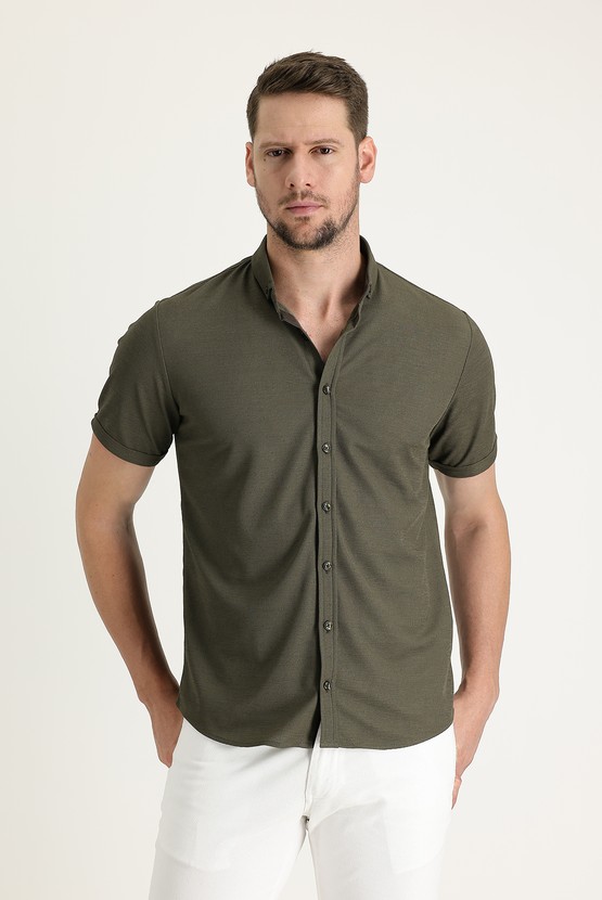 Erkek Giyim - Polo Yaka Regular Fit Düğmeli Tişört