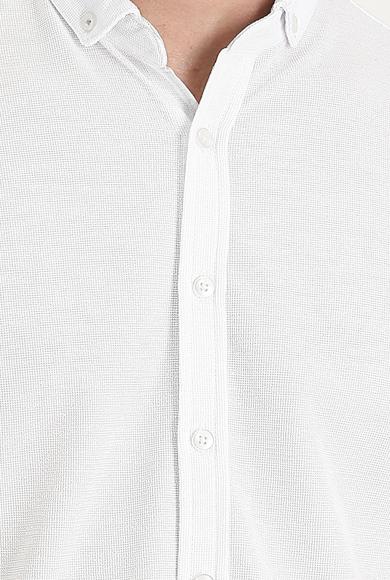 Erkek Giyim - BEYAZ XL Beden Polo Yaka Regular Fit Düğmeli Tişört