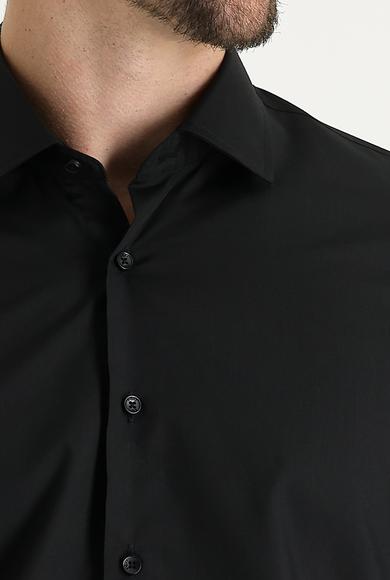 Erkek Giyim - SİYAH XXL Beden Uzun Kol Slim Fit Klasik Gömlek
