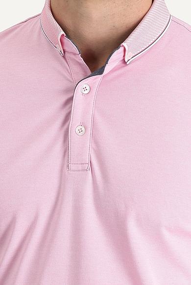 Erkek Giyim - ORTA PEMBE M Beden Polo Yaka Regular Fit Tişört