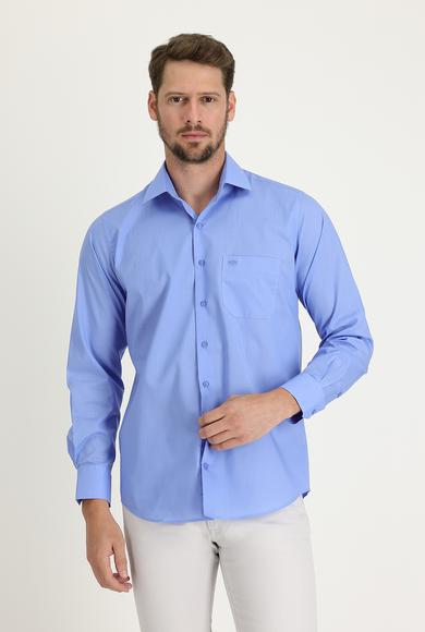 Erkek Giyim - AQUA MAVİSİ 3X Beden Uzun Kol Klasik Gömlek