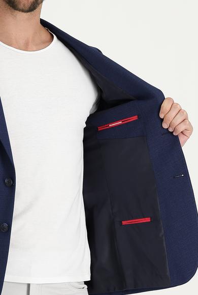 Erkek Giyim - HAVACI MAVİ 46 Beden Süper Slim Fit Desenli Spor Ceket