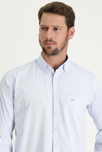 Erkek Giyim - AÇIK MAVİ S Beden Uzun Kol Regular Fit Gömlek