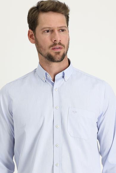 Erkek Giyim - AQUA MAVİSİ 5X Beden Uzun Kol Regular Fit Gömlek