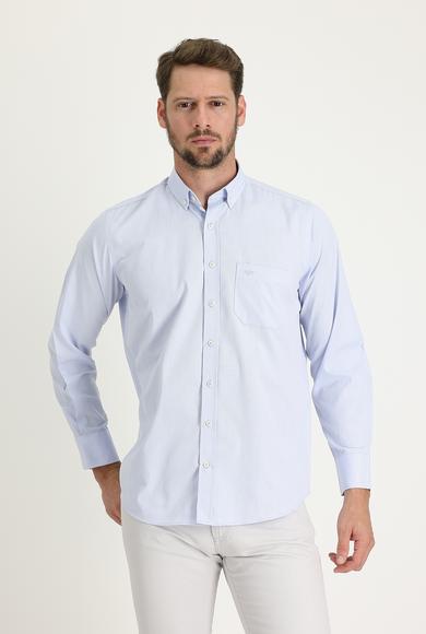 Erkek Giyim - AQUA MAVİSİ 5X Beden Uzun Kol Regular Fit Gömlek
