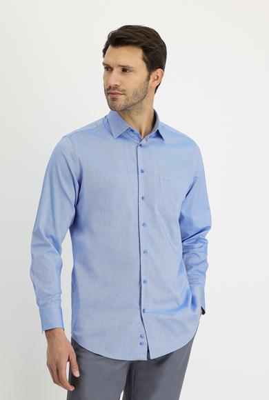 Erkek Giyim - GÖK MAVİSİ M Beden Uzun Kol Klasik Desenli Gömlek