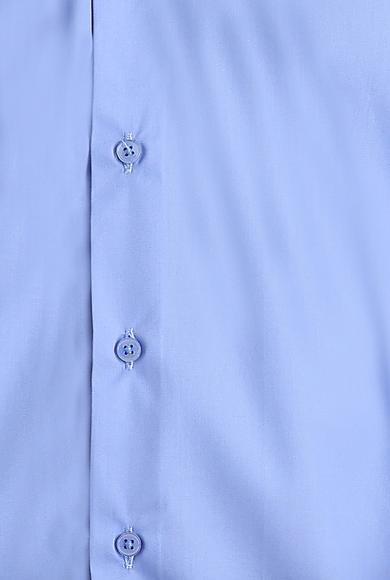 Erkek Giyim - AQUA MAVİSİ S Beden Uzun Kol Slim Fit Klasik Gömlek