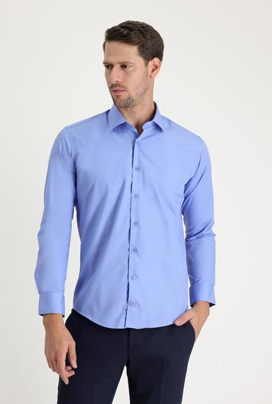 Erkek Giyim - AQUA MAVİSİ M Beden Uzun Kol Slim Fit Klasik Gömlek