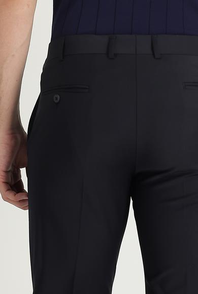 Erkek Giyim - SİYAH LACİVERT 56 Beden Slim Fit Yünlü Klasik Pantolon