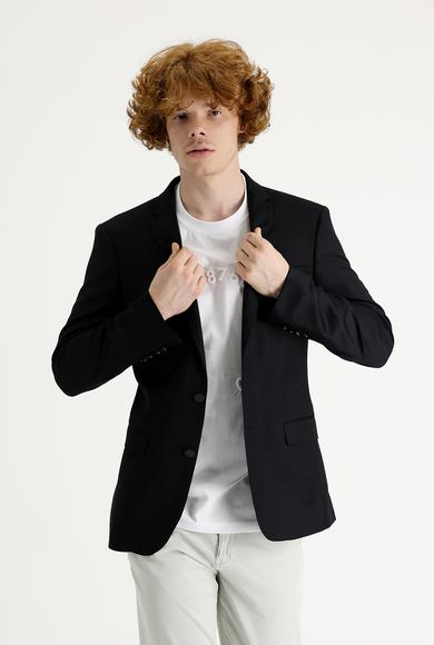 Erkek Giyim - SİYAH 56 Beden Süper Slim Fit Klasik Ceket