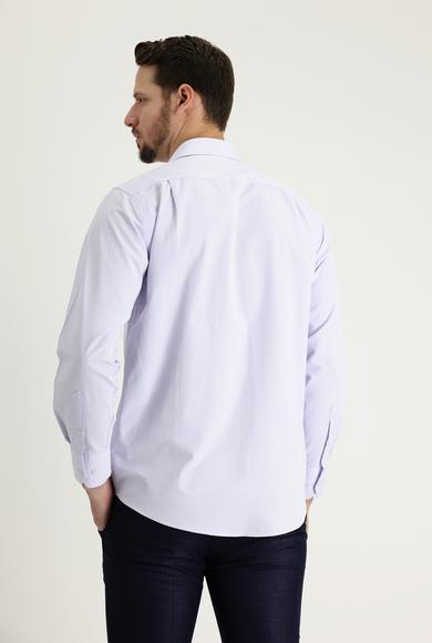 Erkek Giyim - LİLA L Beden Uzun Kol Klasik Desenli Gömlek