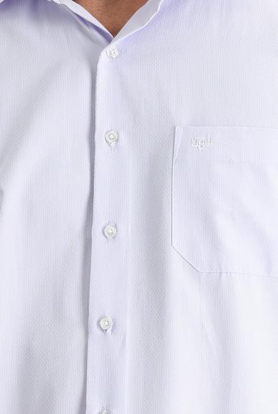 Erkek Giyim - LİLA L Beden Uzun Kol Klasik Desenli Gömlek