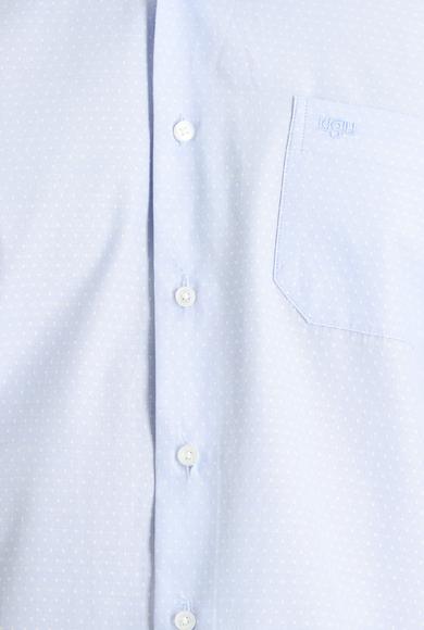 Erkek Giyim - UÇUK MAVİ XXL Beden Uzun Kol Klasik Desenli Gömlek