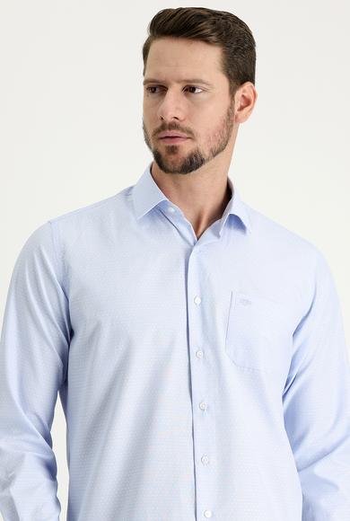 Erkek Giyim - UÇUK MAVİ XXL Beden Uzun Kol Klasik Desenli Gömlek