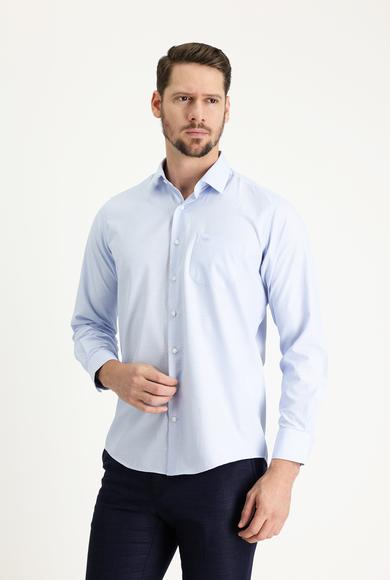 Erkek Giyim - UÇUK MAVİ 3X Beden Uzun Kol Klasik Desenli Gömlek