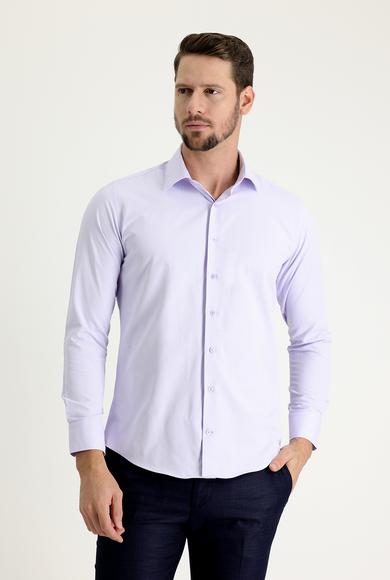 Erkek Giyim - LİLA M Beden Uzun Kol Slim Fit Klasik Desenli Gömlek