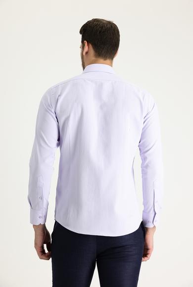 Erkek Giyim - LİLA M Beden Uzun Kol Slim Fit Klasik Desenli Gömlek