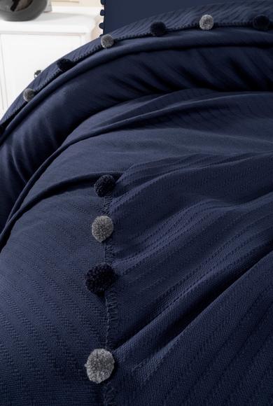 Erkek Giyim - KOYU LACİVERT  Beden Ponponlu Jakarlı Yatak Örtüsü