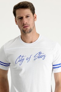 Erkek Giyim - Bisiklet Yaka Slim Fit Baskılı Tişört