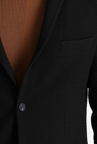 Erkek Giyim - SİYAH 54 Beden Süper Slim Fit Desenli Ceket