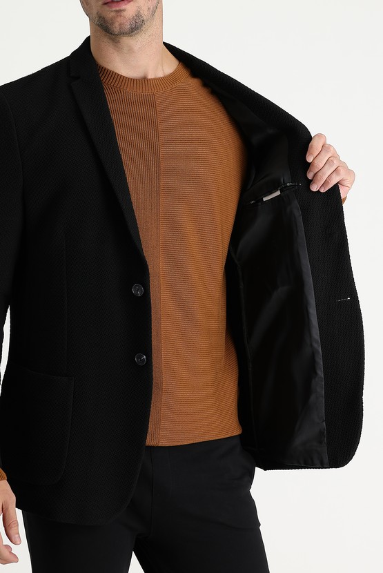Erkek Giyim - Süper Slim Fit Desenli Ceket