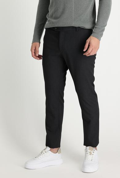 Erkek Giyim - KOYU FÜME MELANJ 52 Beden Süper Slim Fit Klasik Pantolon