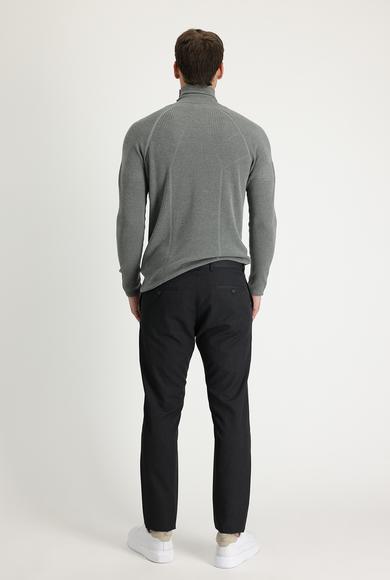 Erkek Giyim - KOYU FÜME MELANJ 44 Beden Süper Slim Fit Klasik Pantolon