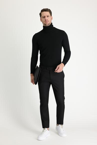 Erkek Giyim - SİYAH 50 Beden Süper Slim Fit Klasik Pantolon
