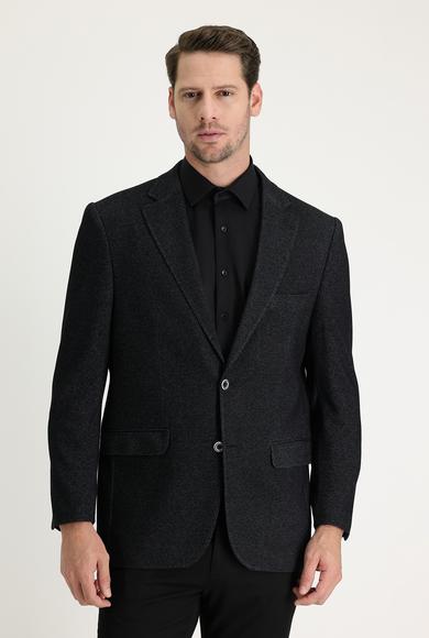 Erkek Giyim - SİYAH 52 Beden Klasik Desenli Ceket