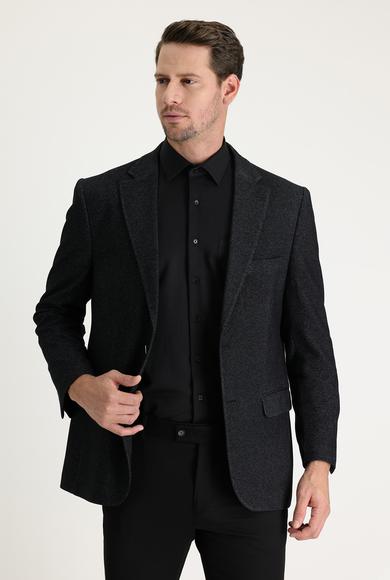 Erkek Giyim - SİYAH 52 Beden Klasik Desenli Ceket