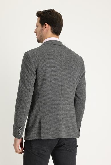 Erkek Giyim - ORTA ANTRASİT 60 Beden Regular Fit Desenli Ceket