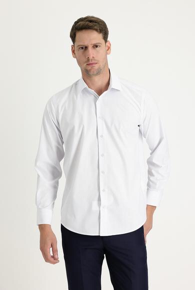 Erkek Giyim - MAVİ 3X Beden Uzun Kol Regular Fit Çizgili Gömlek