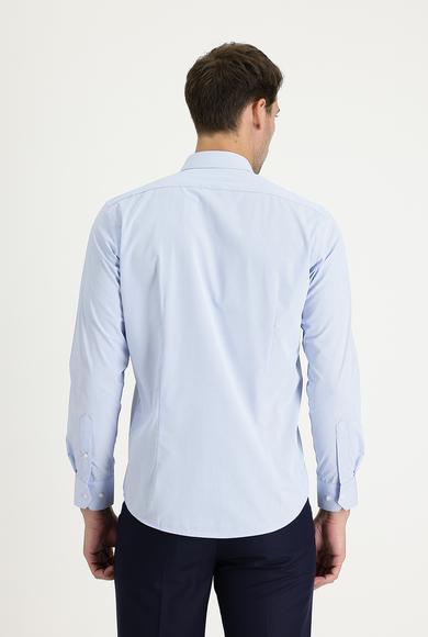 Erkek Giyim - AÇIK MAVİ L Beden Uzun Kol Slim Fit Klasik Desenli Gömlek