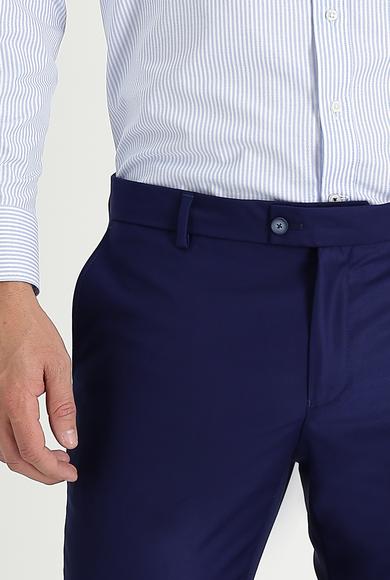 Erkek Giyim - ORTA LACİVERT 44 Beden Süper Slim Fit Klasik Pantolon