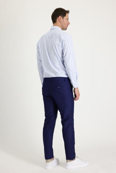 Erkek Giyim - ORTA LACİVERT 48 Beden Süper Slim Fit Klasik Pantolon