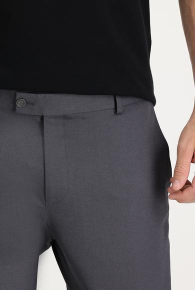 Erkek Giyim - ORTA GRİ 48 Beden Süper Slim Fit Desenli Klasik Pantolon