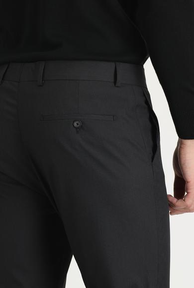 Erkek Giyim - SİYAH 52 Beden Süper Slim Fit Desenli Klasik Pantolon