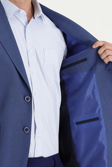 Erkek Giyim - AÇIK LACİVERT 50 Beden Klasik Desenli Ceket