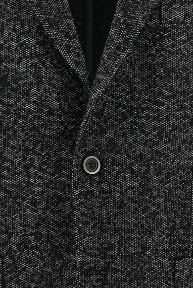Erkek Giyim - KOYU ANTRASİT 52 Beden Regular Fit Desenli Yünlü Ceket