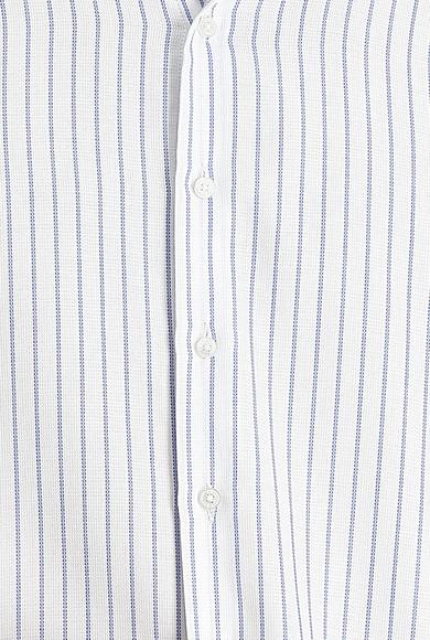 Erkek Giyim - AÇIK MAVİ XXL Beden Uzun Kol Regular Fit Çizgili Gömlek