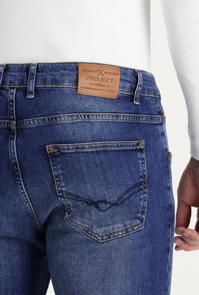 Erkek Giyim - KOYU MAVİ 54 Beden Slim Fit Denim Pantolon