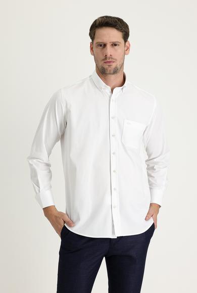 Erkek Giyim - BEYAZ 5X Beden Uzun Kol Regular Fit Gömlek