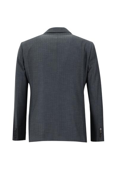 Erkek Giyim - ORTA ANTRASİT 52 Beden Slim Fit Klasik Çizgili Takım Elbise