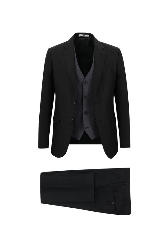 Erkek Giyim - Slim Fit Kombinli Yelekli Takım Elbise