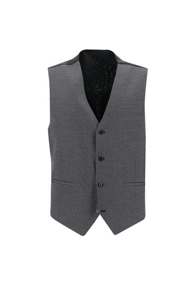 Erkek Giyim - AÇIK SİYAH 52 Beden Slim Fit Kombinli Yelekli Takım Elbise