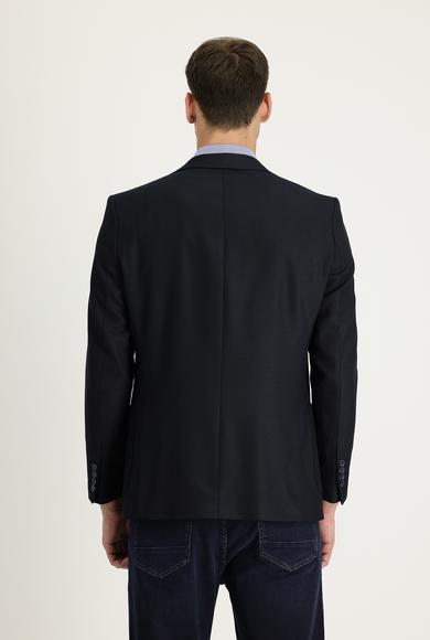 Erkek Giyim - KOYU LACİVERT 52 Beden Slim Fit Desenli Blazer Ceket